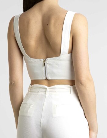 PINKO-TOP LINO STRETCH-PKROTTOFRENOP23 BIANCO