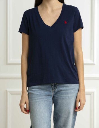 RALPH LAUREN-T-SHIRT SCOLLO V-RL902403P4 NAVY