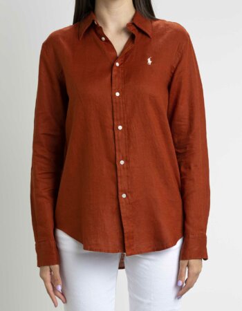 RALPH LAUREN-CAMICIA IN LINO DONNA-RL920516 RUST