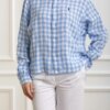 RALPH LAUREN-CAMICIA LINO QUADRETTI-RL935130 BLUE