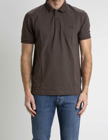SUN68-POLO LOGO-SNA33110 MARRONE