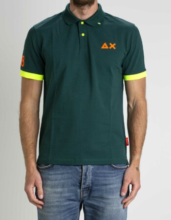 SUN68-POLO LOGO FLUO-SNA33122 VERDE