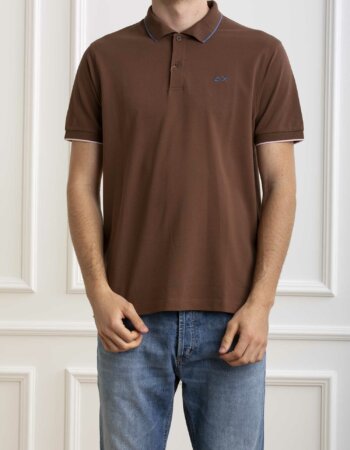 SUN68-POLO SMALL STRIPES-SNA34113 MARRONE