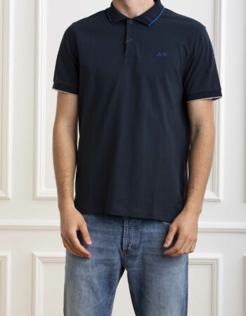 SUN68-POLO SMALL STRIPES-SNA34113 NAVY