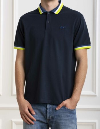 SUN68-POLO COLLAR MULTISTRIPES-SNA34117 NAVY