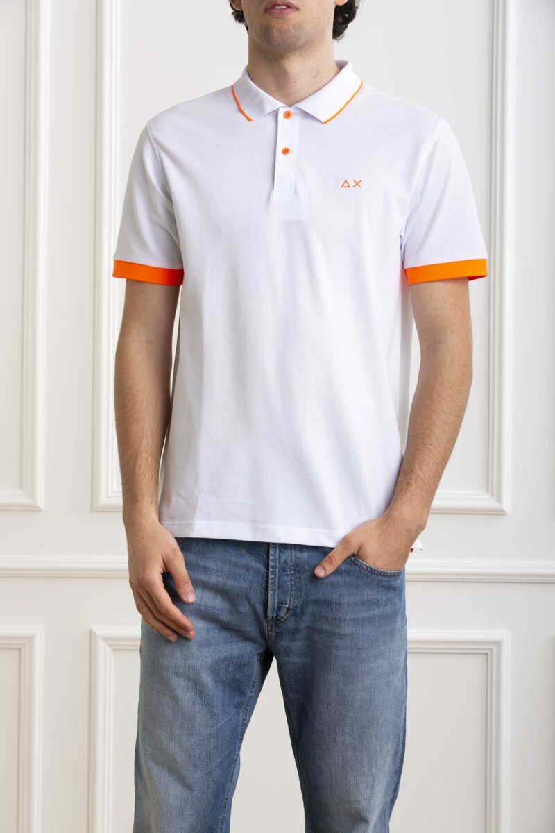 SUN68-POLO SMALL STRIPE FLUO-SNA34120 BIANCO