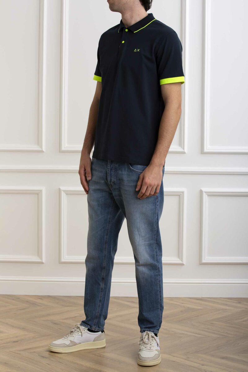 SUN68-POLO SMALL STRIPE FLUO-SNA34120 NAVY