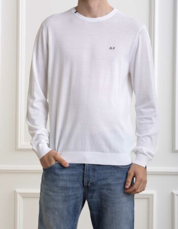 SUN68-MAGLIA ROUND NECK SOLID-SNK34101 BIANCO