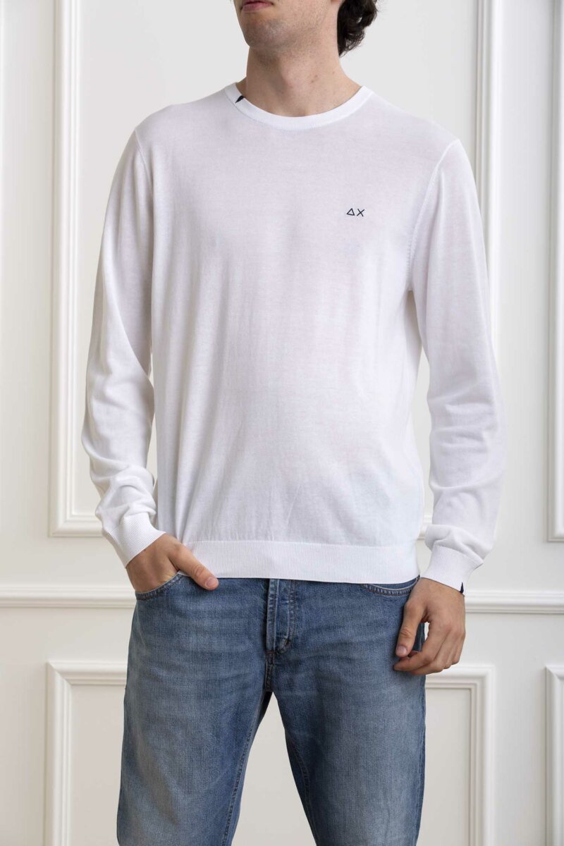 SUN68-MAGLIA ROUND NECK SOLID-SNK34101 BIANCO