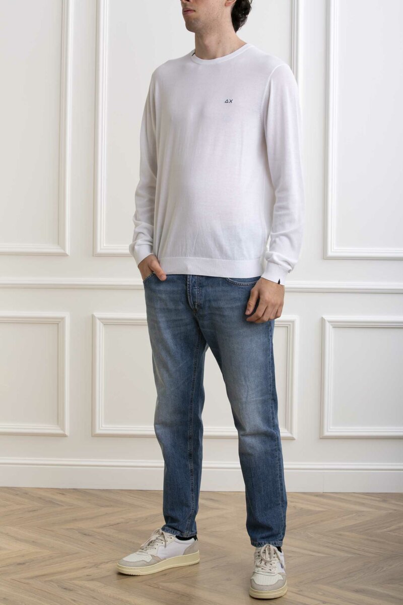 SUN68-MAGLIA ROUND NECK SOLID-SNK34101 BIANCO