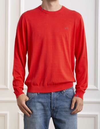 SUN68-MAGLIA ROUND NECK SOLID-SNK34101 LAMPONE