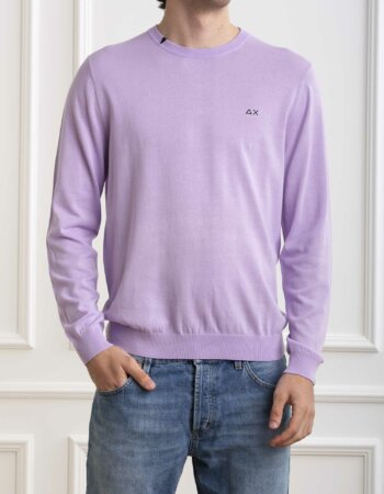 SUN68-MAGLIA ROUND NECK SOLID-SNK34101 LILLA