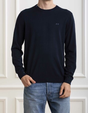 SUN68-MAGLIA ROUND NECK SOLID-SNK34101 NAVY