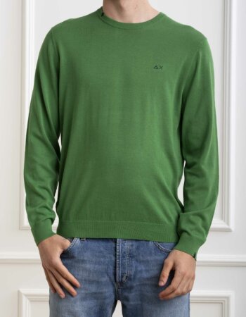SUN68-MAGLIA ROUND NECK SOLID-SNK34101 VERDE