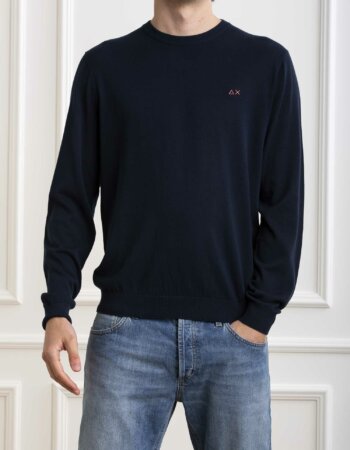 SUN68-MAGLIA ROUND ELBOW-SNK34110 NAVY