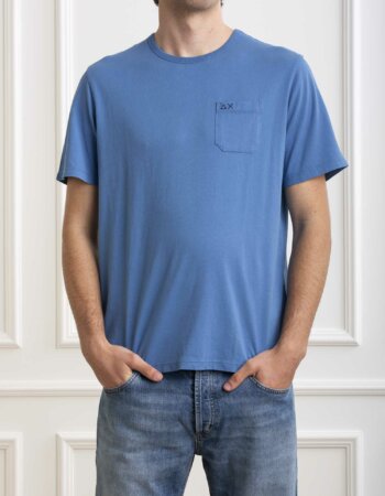 SUN68-T-SHIRT ROUND SOLID POCKET-SNT34101 AVIO