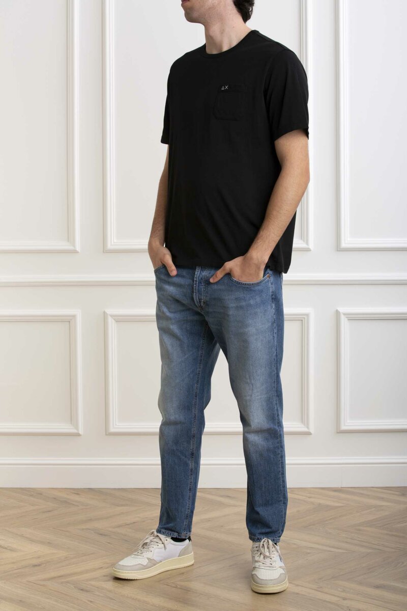 SUN68-T-SHIRT ROUND SOLID POCKET-SNT34101 NERO