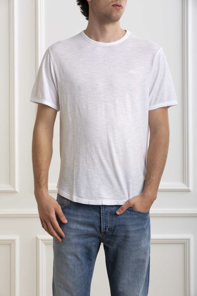 SUN68-T-SHIRT ROUND BOTTOM-SNT34118 BIANCO