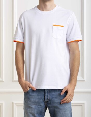 SUN68-T-SHIRT PE SMALL STRIPES-SNT34124 BIANCO