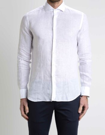 XACUS-CAMICIA LINO TAYLOR-XA41195722 BIANCO