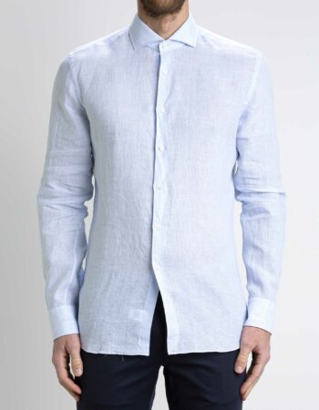 XACUS-CAMICIA LINO TAYLOR MICRO RIGA-XA41212722 AZC