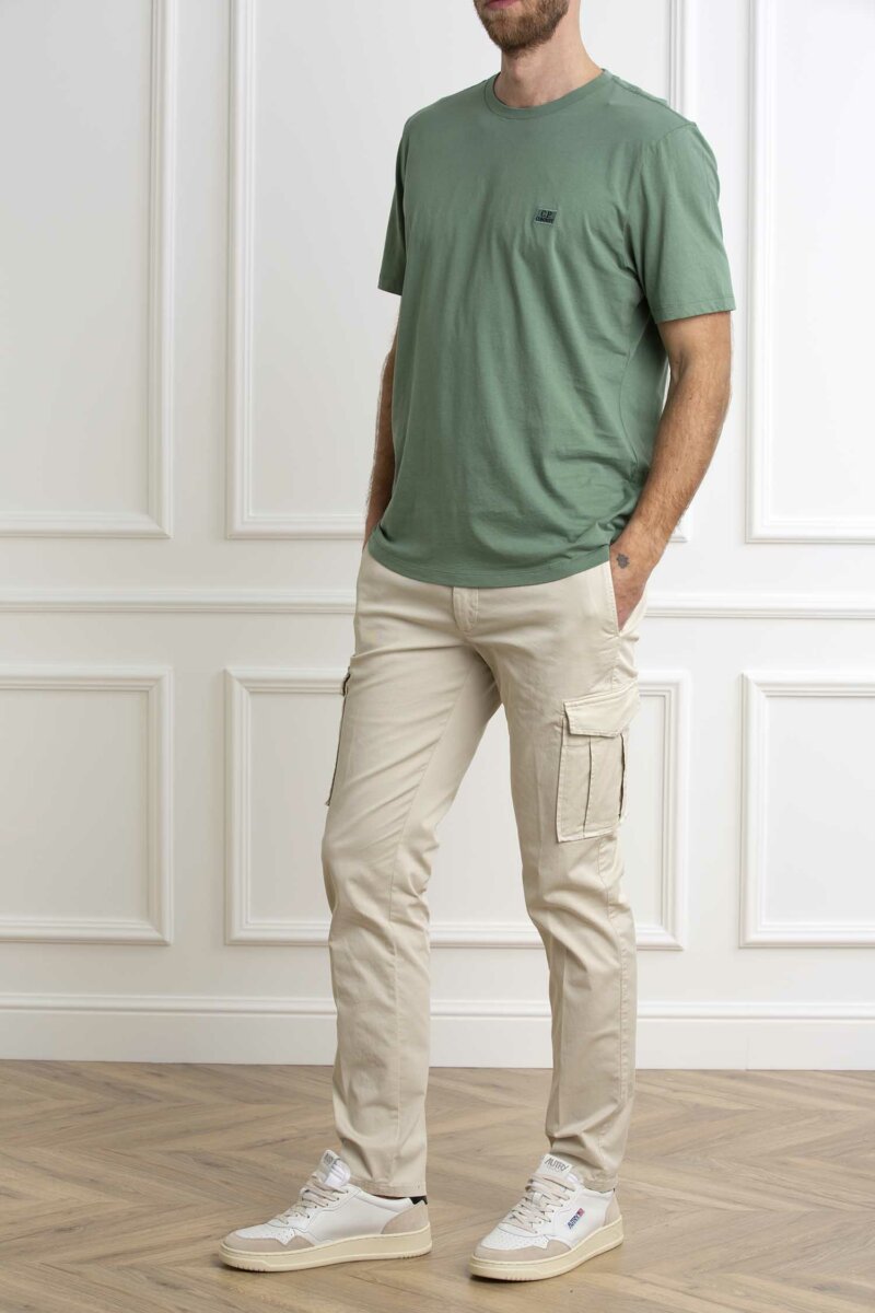 CP COMPANY-JERSEY LOGO T-SHIRT-CPMTS068A005100W GREEN