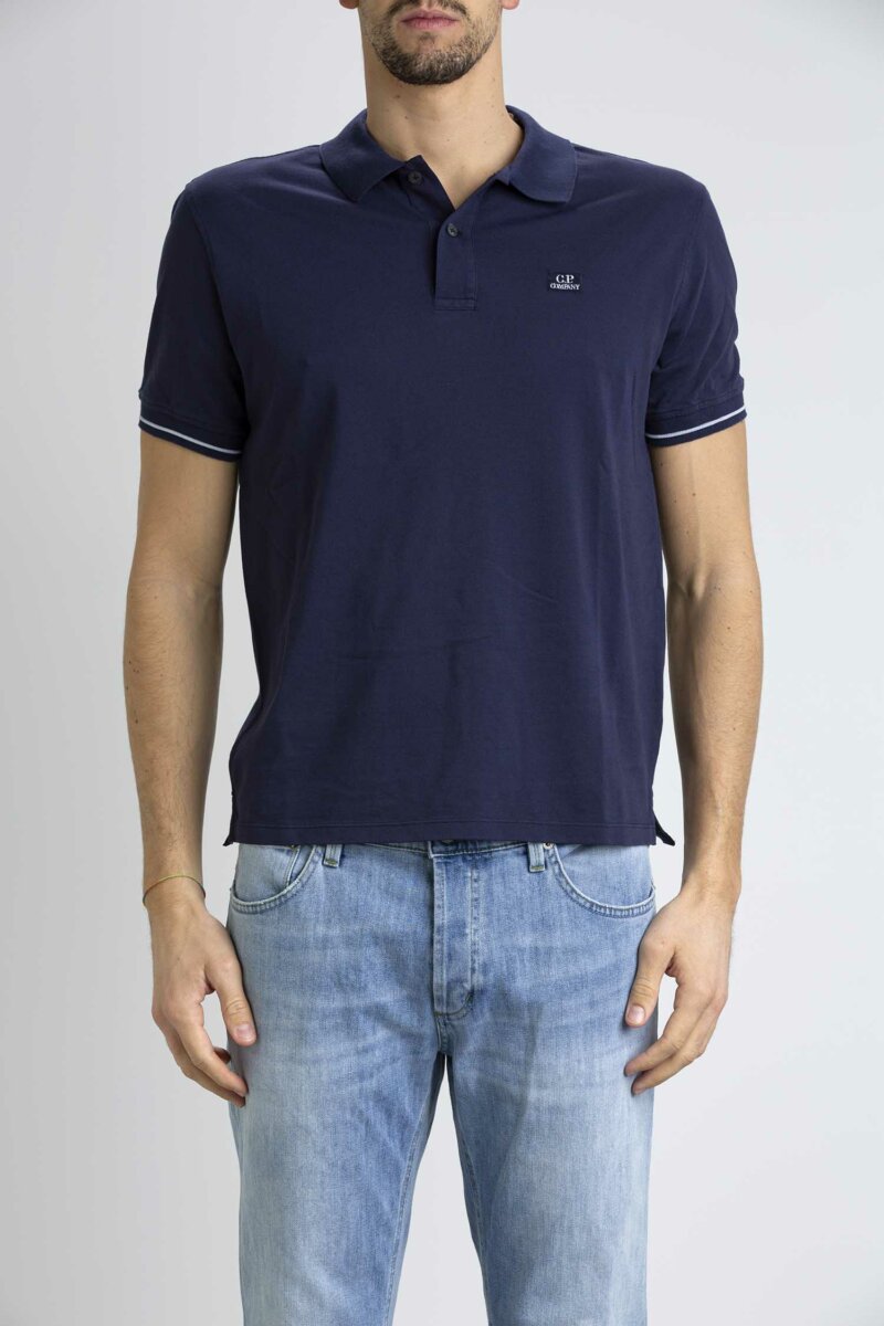 CP COMPANY-POLO TACTING PIQUET LOGO-CPPL253A006263G BLUE