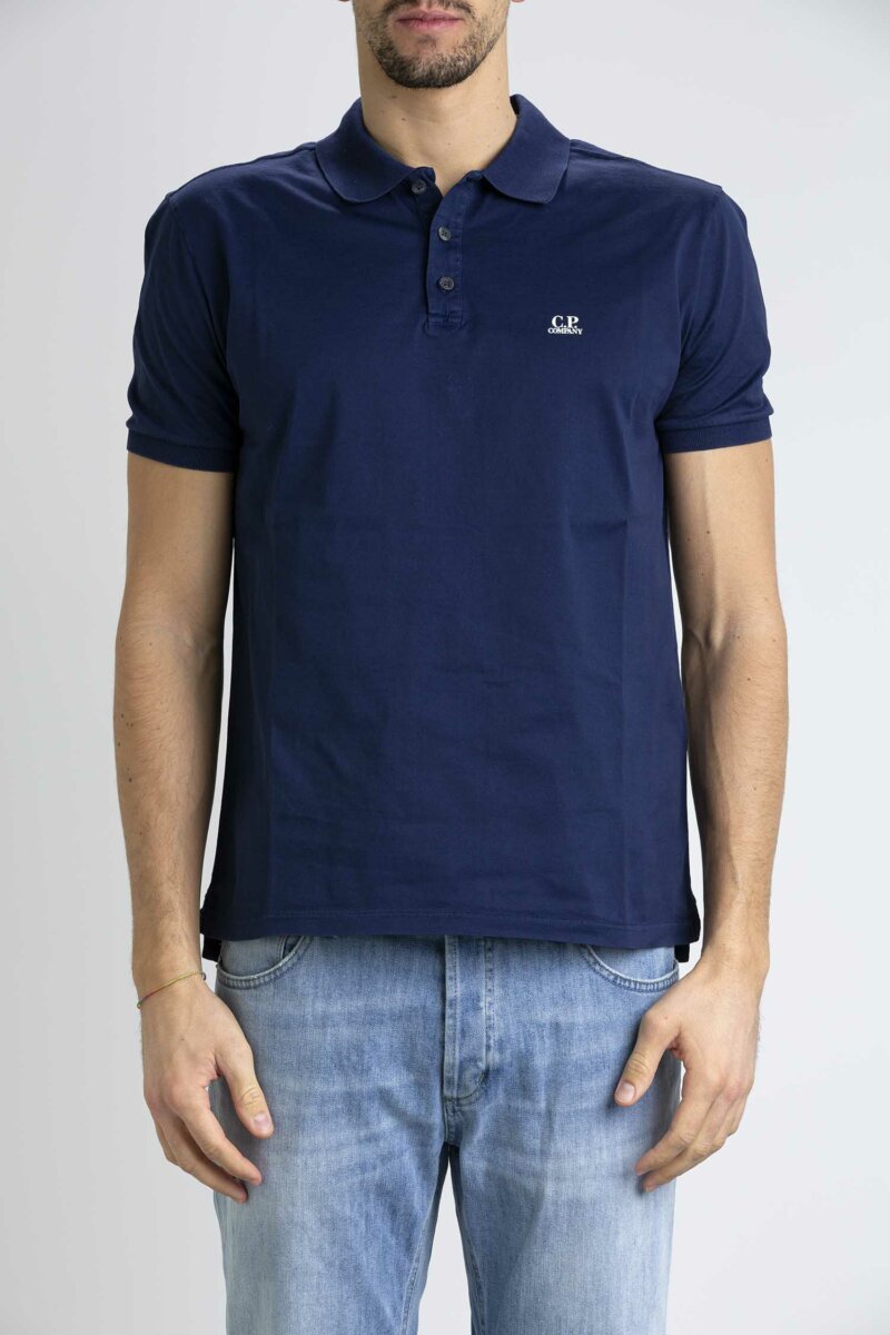 CP COMPANY-POLO MERCERIZED JERSEY TWISTED-CPPL255A006374G BLUE