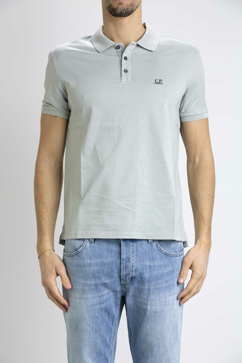 CP COMPANY-POLO MERCERIZED JERSEY TWISTED-CPPL255A006374G HARBOR