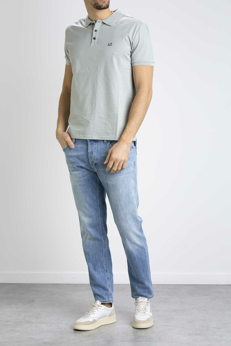 CP COMPANY-POLO MERCERIZED JERSEY TWISTED-CPPL255A006374G HARBOR