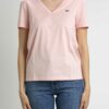LACOSTE-T-SHIRT DONNA SCOLLO V-LCTF8392 ROSA