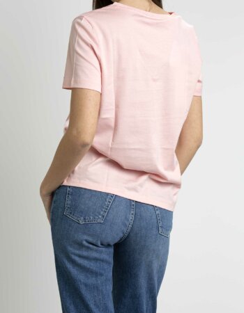 LACOSTE-T-SHIRT DONNA SCOLLO V-LCTF8392 ROSA