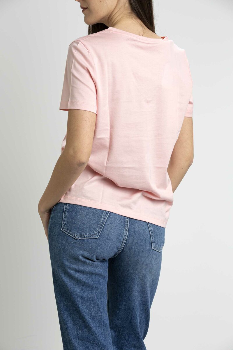 LACOSTE-T-SHIRT DONNA SCOLLO V-LCTF8392 ROSA