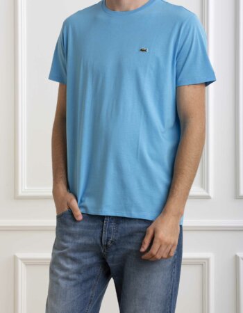 LACOSTE-T-SHIRT GIRO PIMA-LCTH6709P4 AZZURRO