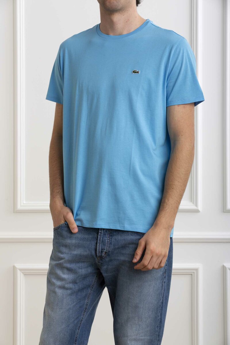 LACOSTE-T-SHIRT GIRO PIMA-LCTH6709P4 AZZURRO