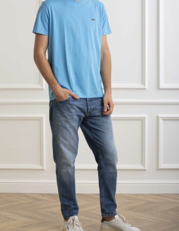LACOSTE-T-SHIRT GIRO PIMA-LCTH6709P4 AZZURRO
