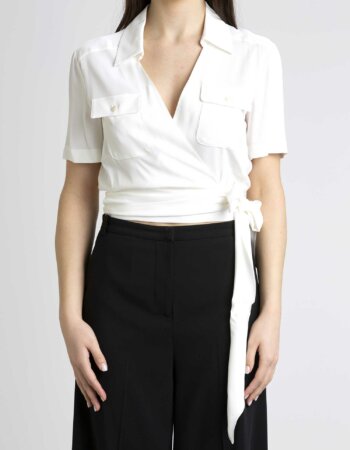 PATRIZIA PEPE-CAMICIA INCROCIATA-PP2C1476A8I1 BIANCO
