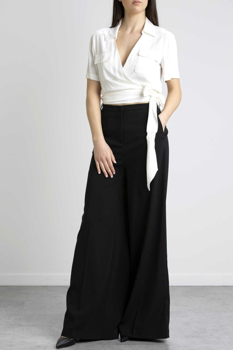 PATRIZIA PEPE-CAMICIA INCROCIATA-PP2C1476A8I1 BIANCO