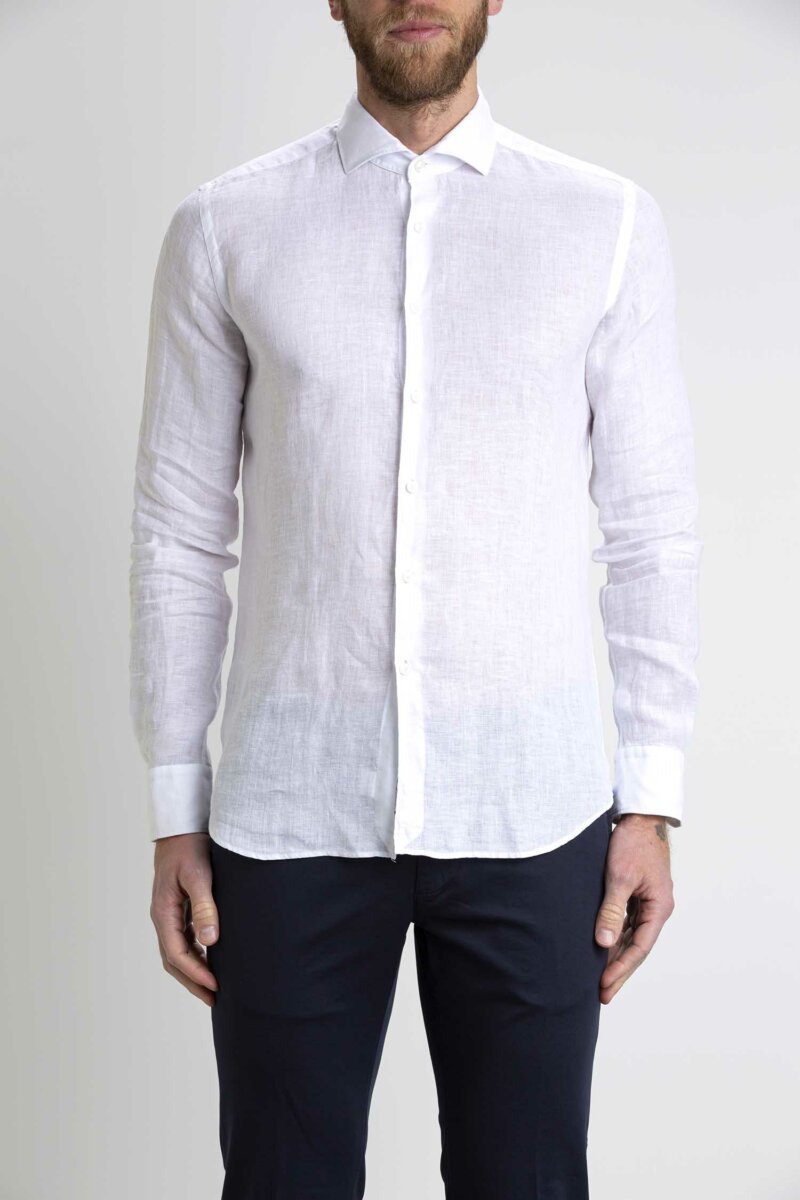 XACUS-CAMICIA LINO TAYLOR-XA41195722 BIANCO