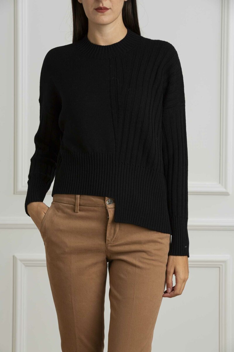 ALPHA-MAGLIA GIROCOLLO 100% MERINOS-APAD8010C NERO