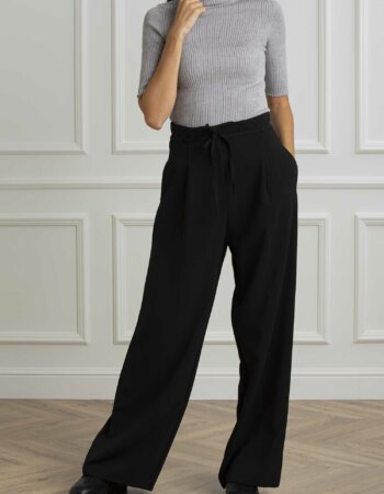 ALPHA-PANTALONE WIDE LEG COULISSE-APAD8655Q NERO
