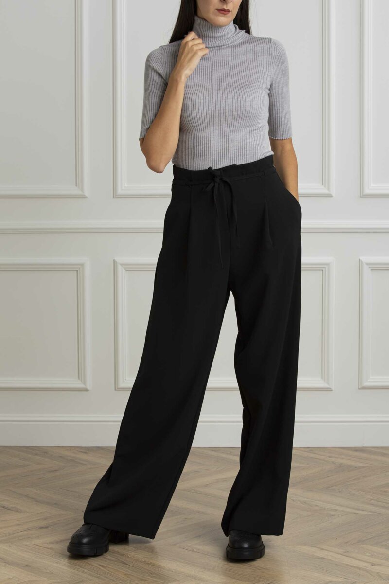 ALPHA-PANTALONE WIDE LEG COULISSE-APAD8655Q NERO