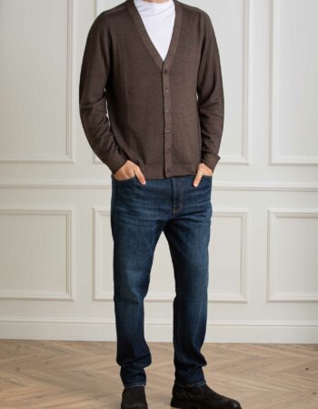 AROVESCIO-CARDIGAN F15 MERINOS DARK-ARO40062 MORO