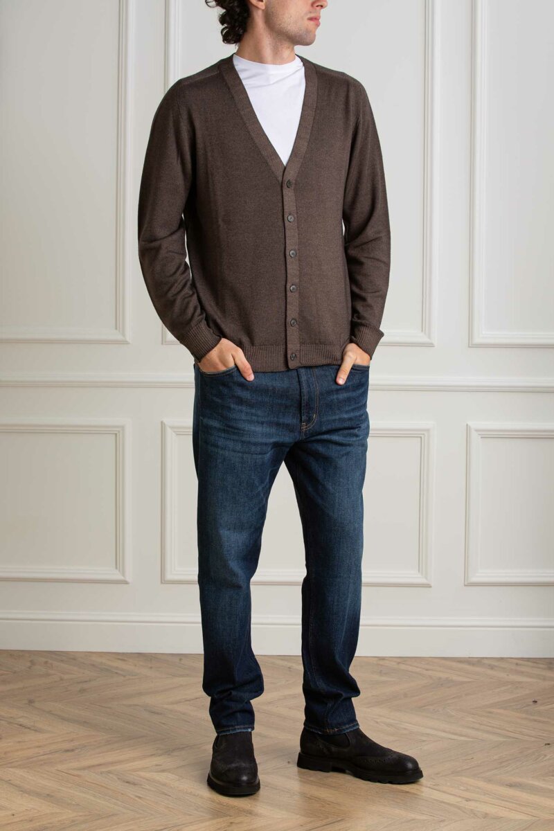 AROVESCIO-CARDIGAN F15 MERINOS DARK-ARO40062 MORO