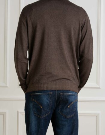 AROVESCIO-CARDIGAN F15 MERINOS DARK-ARO40062 MORO