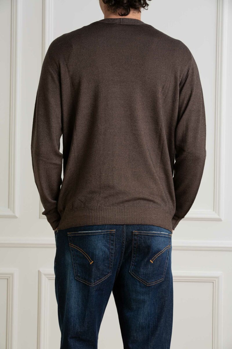 AROVESCIO-CARDIGAN F15 MERINOS DARK-ARO40062 MORO