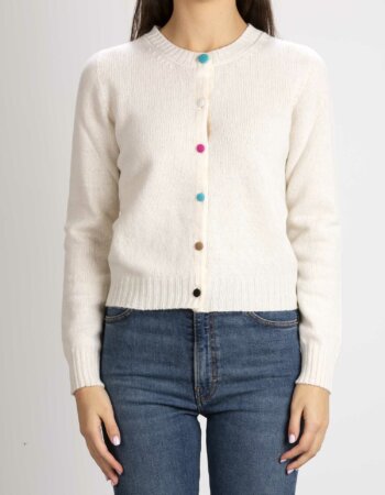 AROVESCIO-CARDIGAN BOTTONI COLORATI-AROW6110 BIANCO