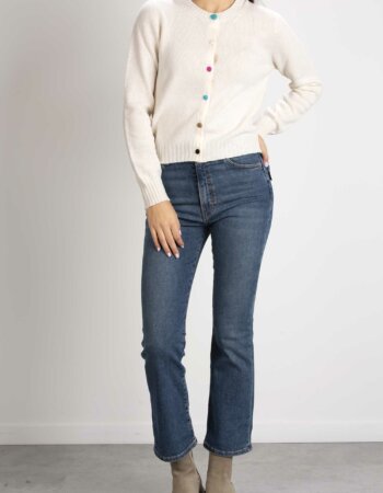 AROVESCIO-CARDIGAN BOTTONI COLORATI-AROW6110 BIANCO