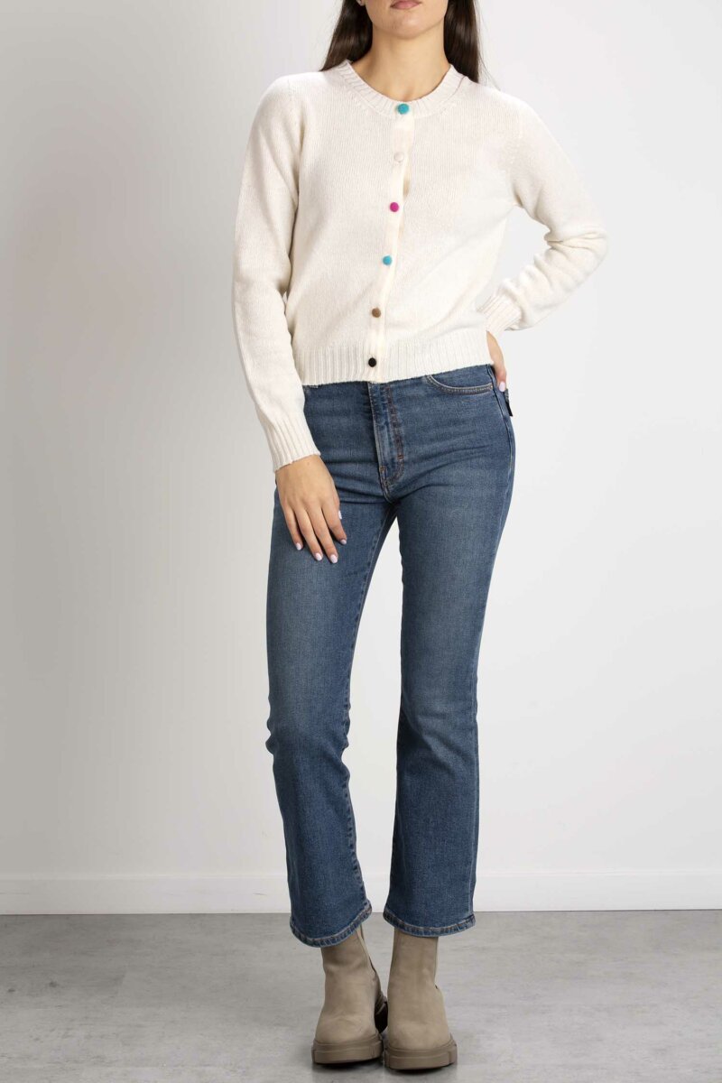 AROVESCIO-CARDIGAN BOTTONI COLORATI-AROW6110 BIANCO