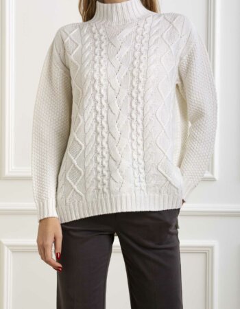 AROVESCIO-MAGLIA COLLO CRATERE FISHER. MERINOS-AROW8039 WHITE